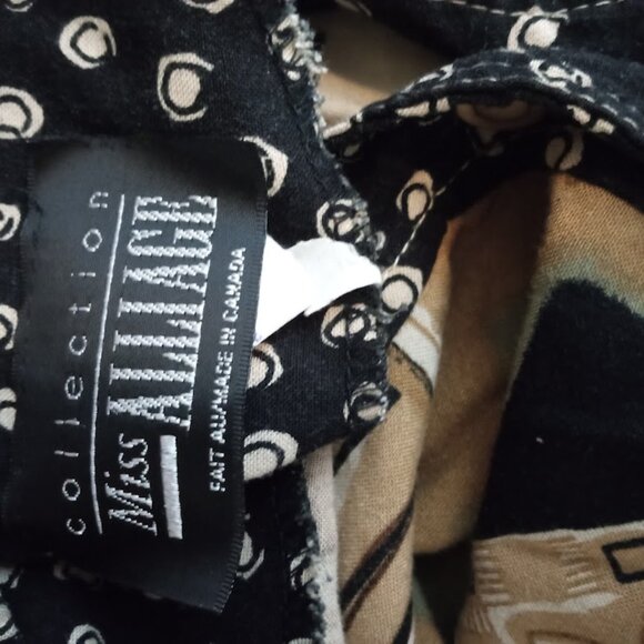 Vintage Miss Alliage Womens Button Up Shirt Khaki Black Safari Linen Blend 16 - Picture 4 of 4